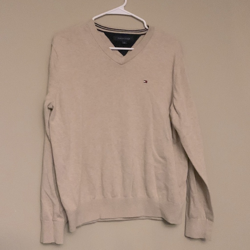 Tommy Hillfiger Men’s Medium Cream V Neck Sweater